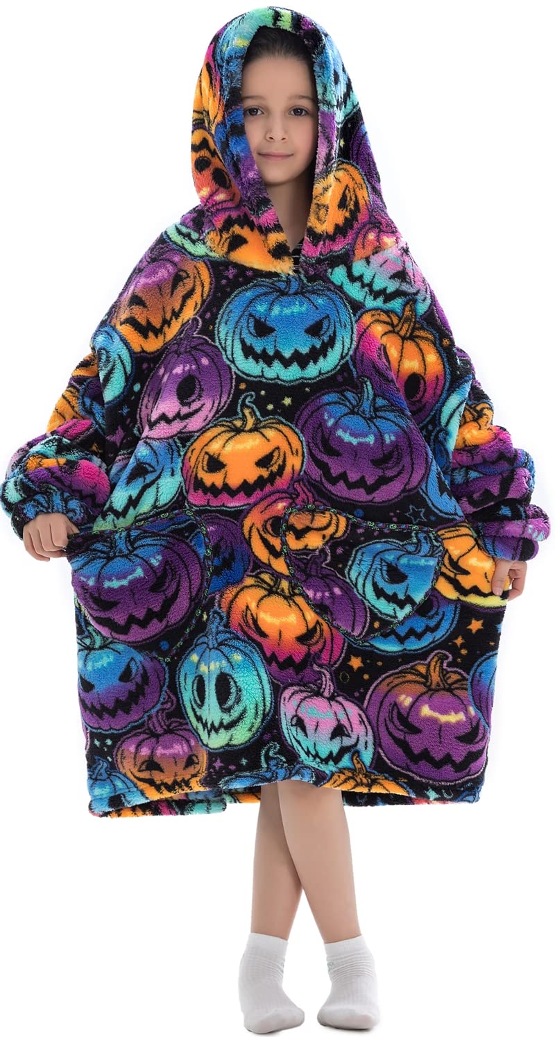 Msrlassn Kids Oversized Wearable Blanket Hoodie, Super Soft Warm Comfortable Sweatshirt Pullover Wearable Blanket For Boys Girls